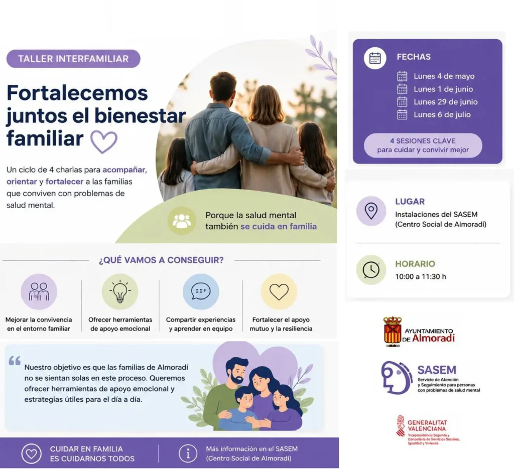 ALMORADÍ REFUERZA EL APOYO A LAS FAMILIAS CON EL TALLER INTERFAMILIAR DEL SASEM CENTRADO EN SALUD MENTAL