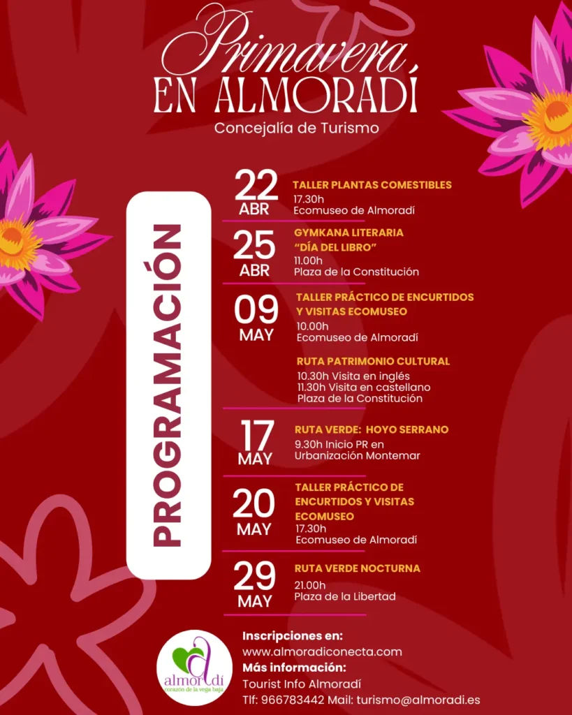 La Concejalía de Turismo de Almoradí presenta su programación de primavera con nuevas actividades culturales y de ocio