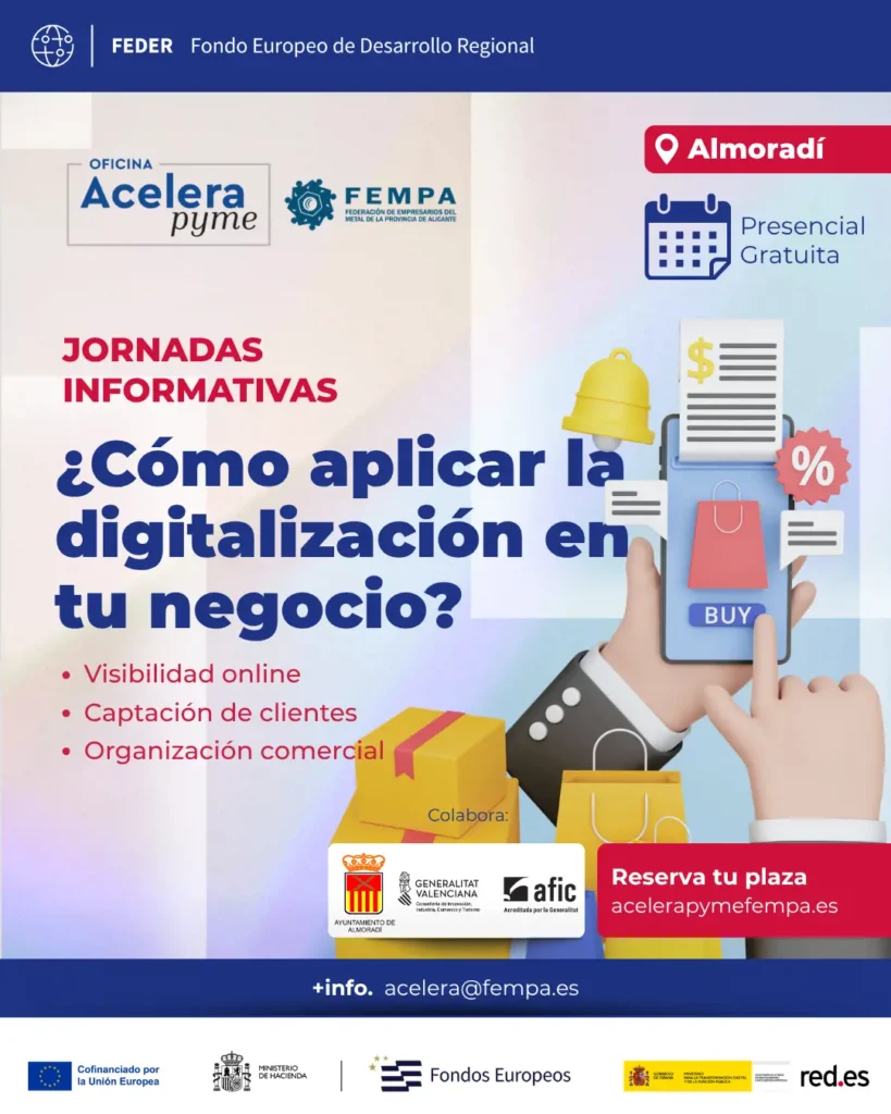 Almoradí acoge cuatro jornadas Acelera Pyme FEMPA para que comercios y pequeñas empresas vendan mejor en digital